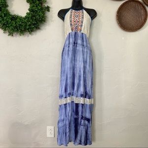 MAUDE BOHO embroidered lace tie-dye maxi dress small